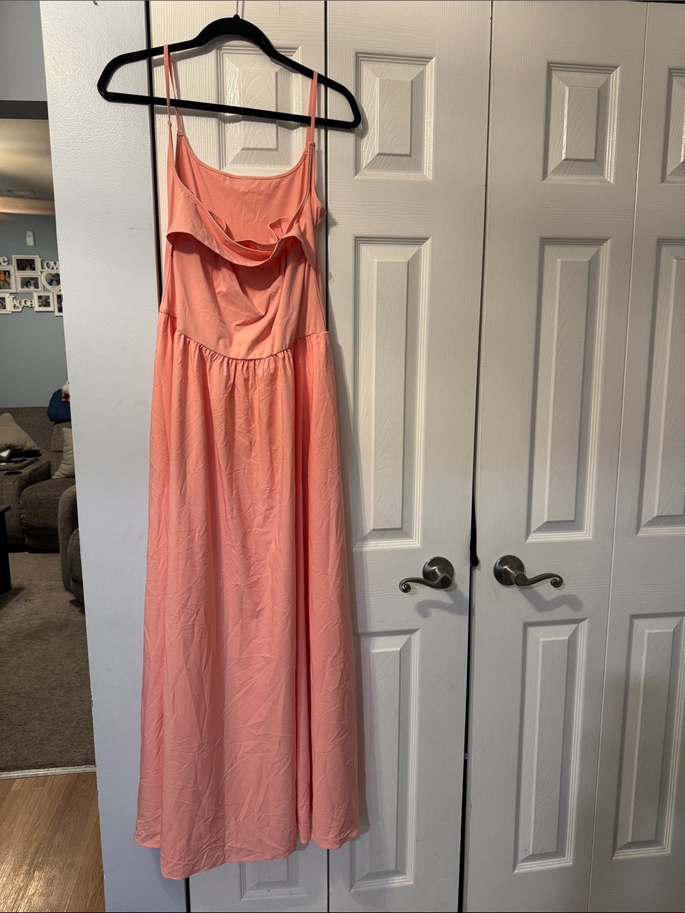 HALARA Coral Pink Spaghetti-Strap Maxi Dress